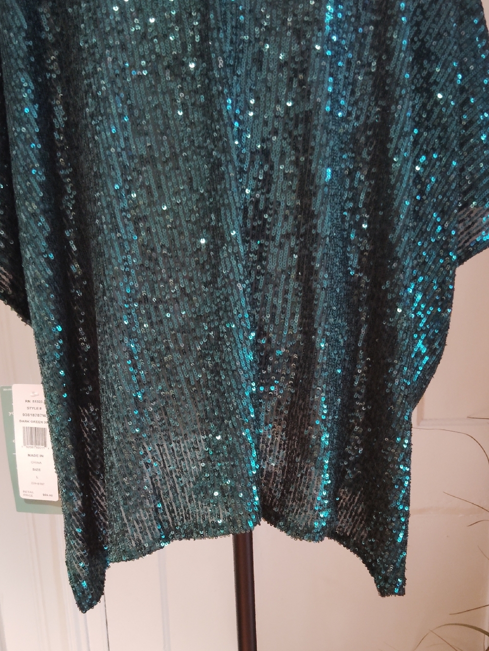 MSK Sequinned Round Neck Short Sleeve Blouse - Picture 11 of 16